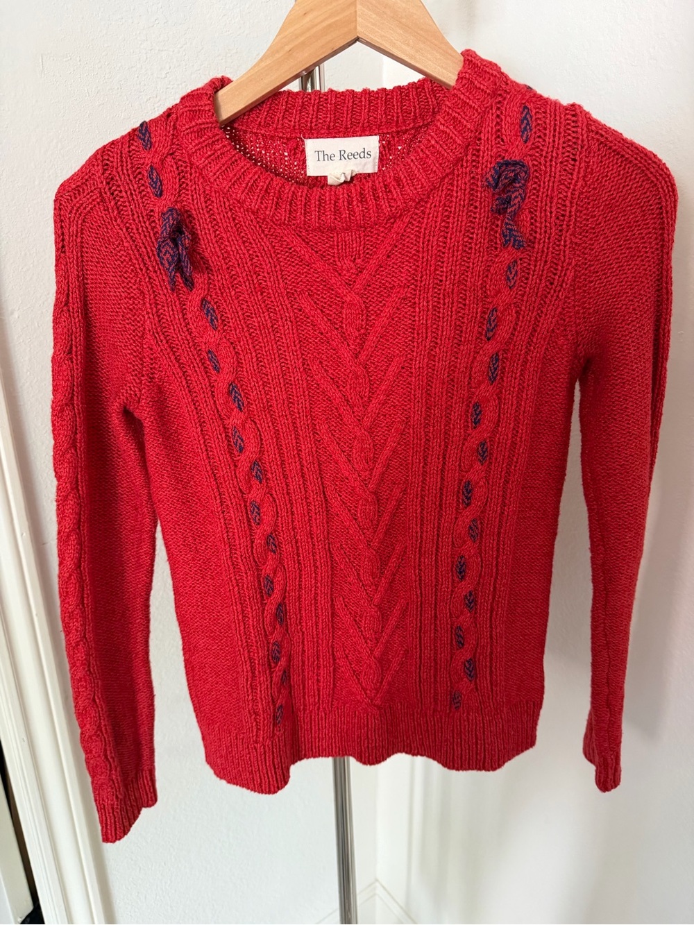 The Reeds Red Cable-Knit Crew Sweater